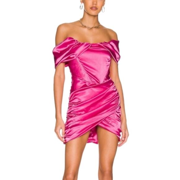 Superdown Women’s Aurora Hot Pink Magenta Off Shoulder Corset Mini Dress Size S - Picture 1 of 11